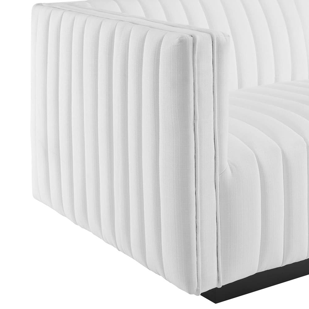 Conjure Channel Tufted Upholstered Fabric Loveseat in Black White by Modway - Image 8