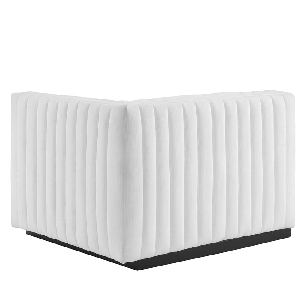 Conjure Channel Tufted Upholstered Fabric Loveseat in Black White by Modway - Image 6