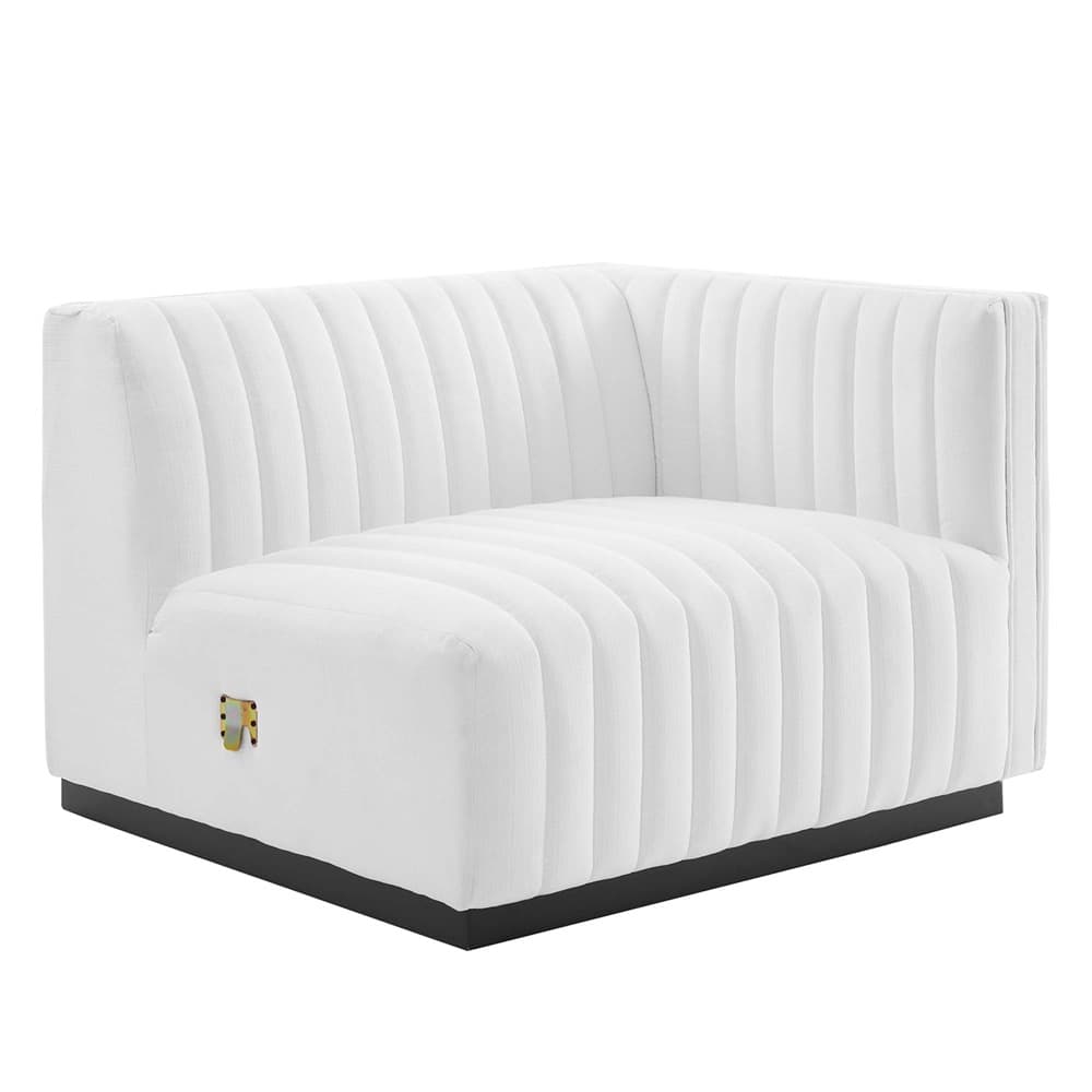 Conjure Channel Tufted Upholstered Fabric Loveseat in Black White by Modway - Image 7