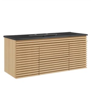 Render 48" Wall-Mount Bathroom Vanity in Oak Black by Modway