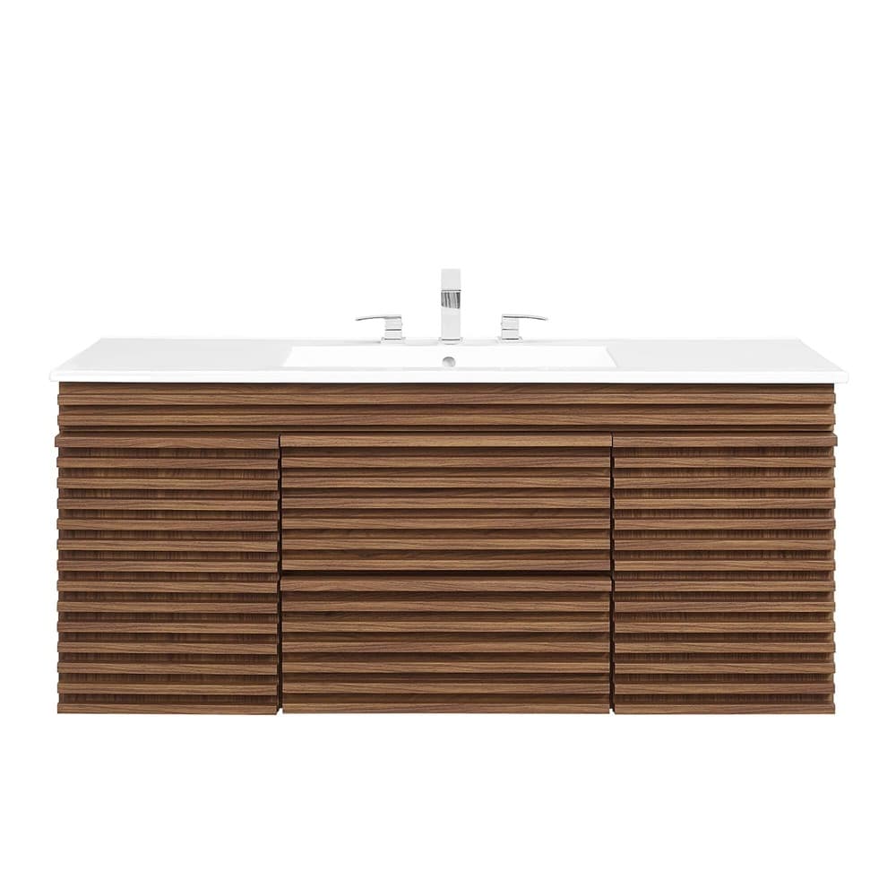 Render 48" Wall-Mount Bathroom Vanity in Walnut White by Modway - Image 5