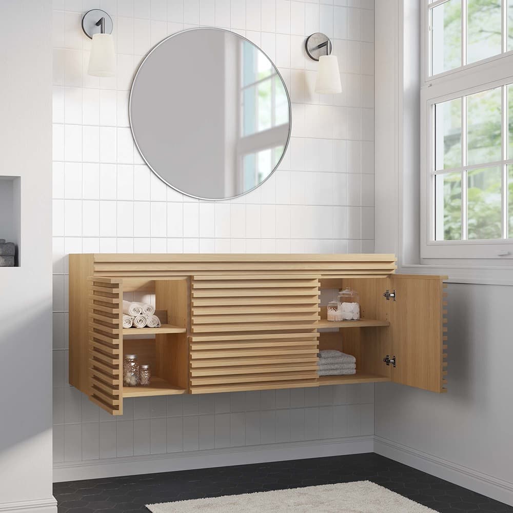 Render 48" Single Sink Compatible (Not Included) Bathroom Vanity Cabinet in Oak by Modway - Image 9
