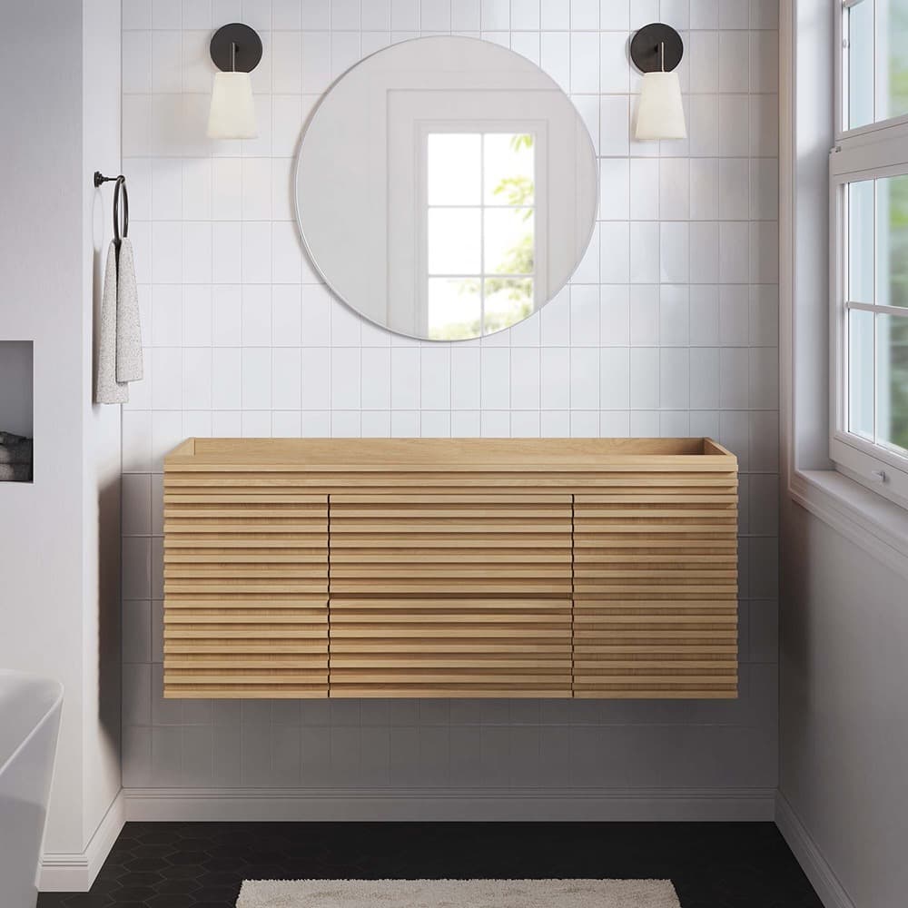 Render 48" Single Sink Compatible (Not Included) Bathroom Vanity Cabinet in Oak by Modway - Image 8