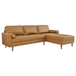 Valour 98" Leather Sectional Sofa in Tan by Modway