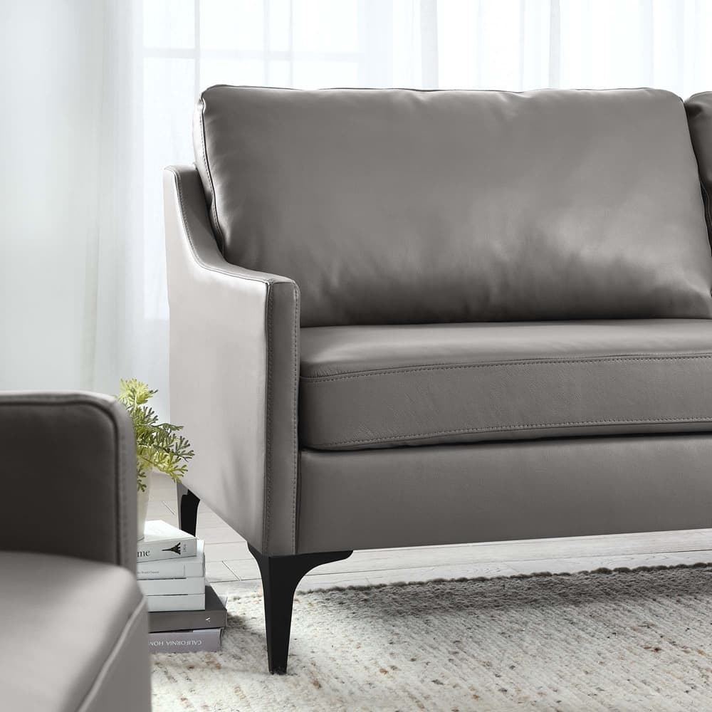 Corland Leather Sofa in Gray by Modway - Image 8