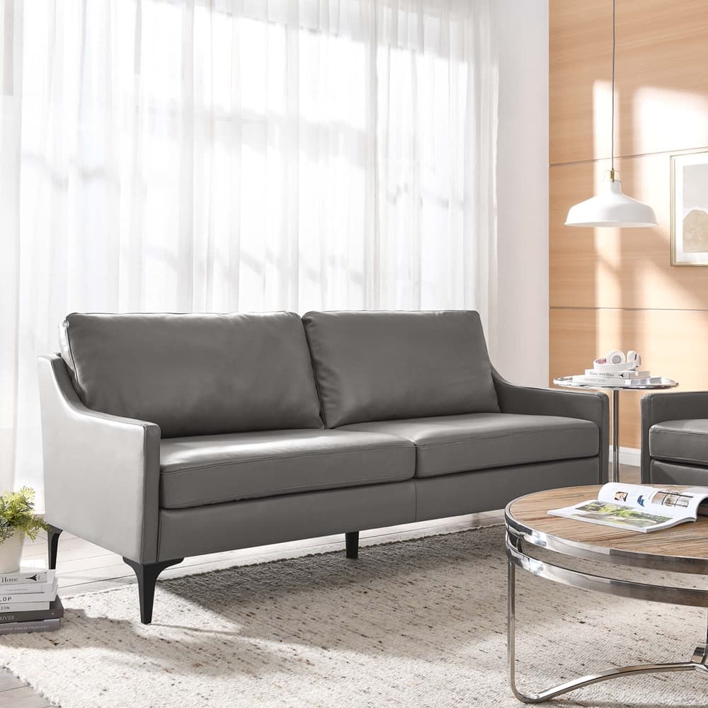 Corland Leather Sofa in Gray by Modway - Image 7