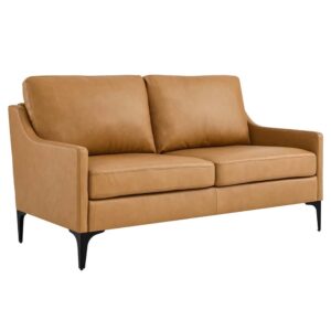 Corland Leather Loveseat in Tan by Modway