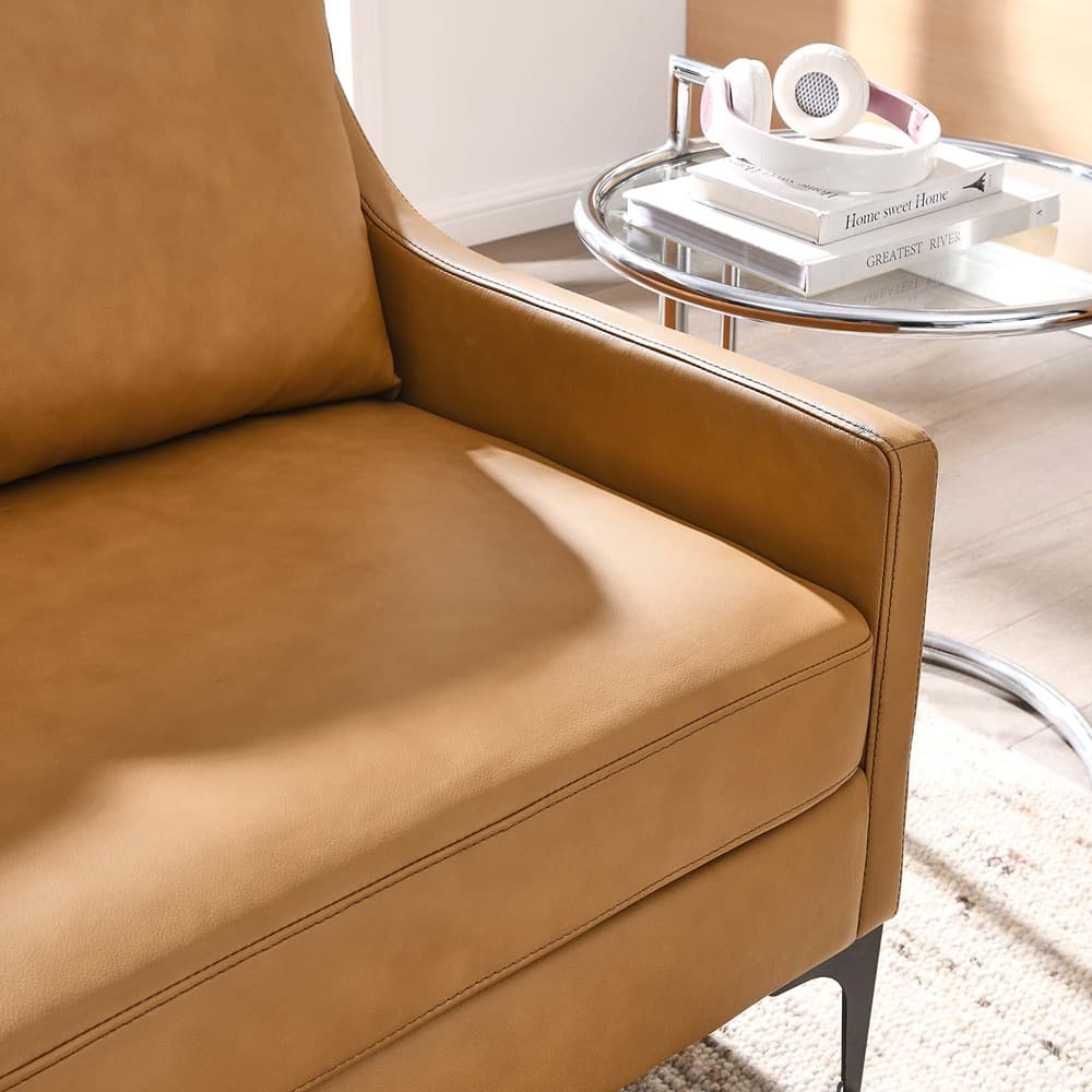 Corland Leather Loveseat in Tan by Modway - Image 8