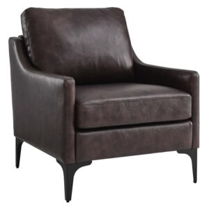 Corland Leather Armchair in Brown by Modway