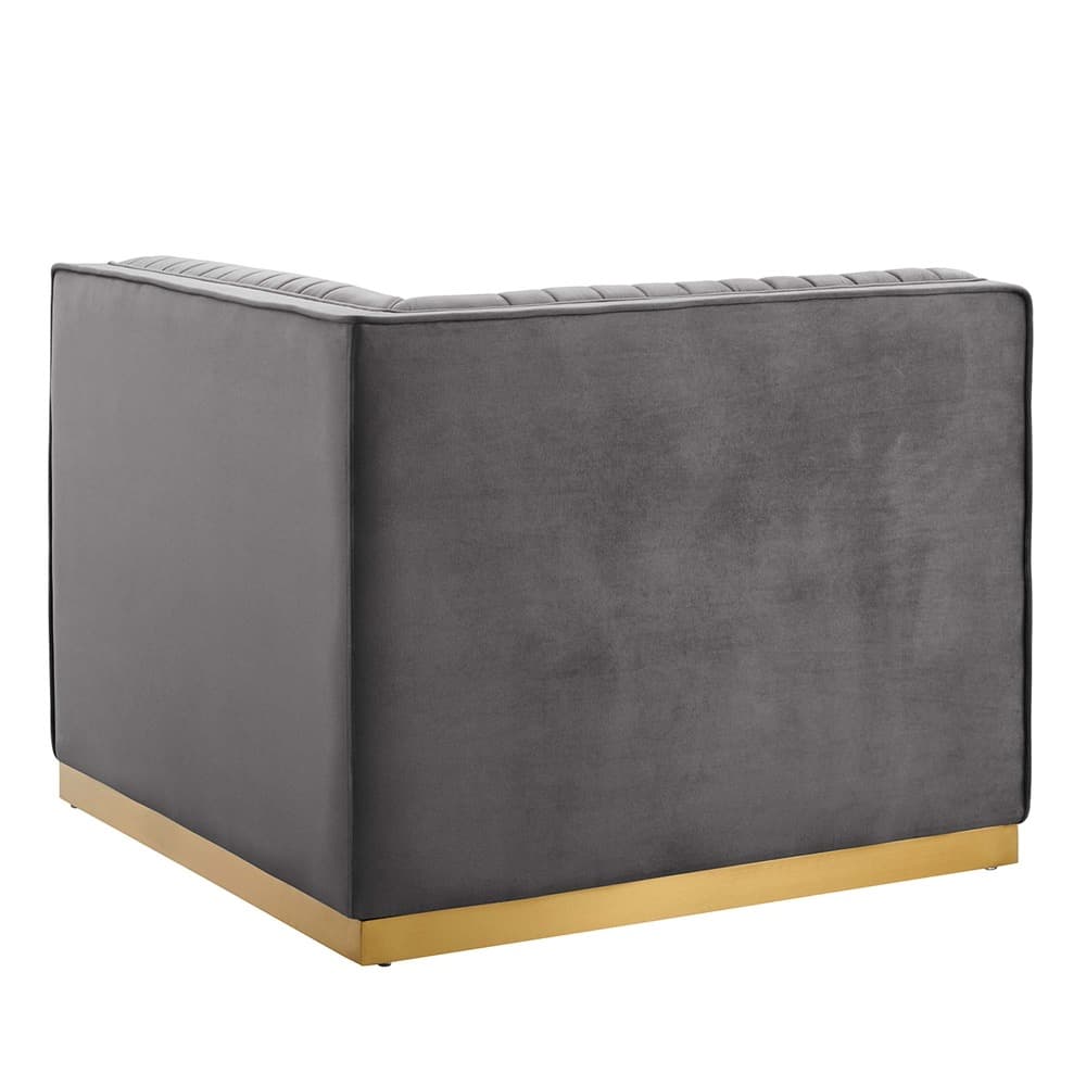Sanguine Channel Tufted Performance Velvet Modular Sectional Sofa Right Corner Chair in Gray by Modway - Image 4