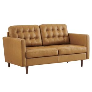 Exalt Tufted Leather Loveseat in Tan by Modway