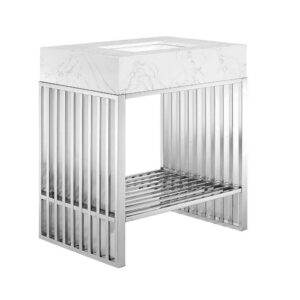 Gridiron 30" Bathroom Vanity in White Silver by Modway