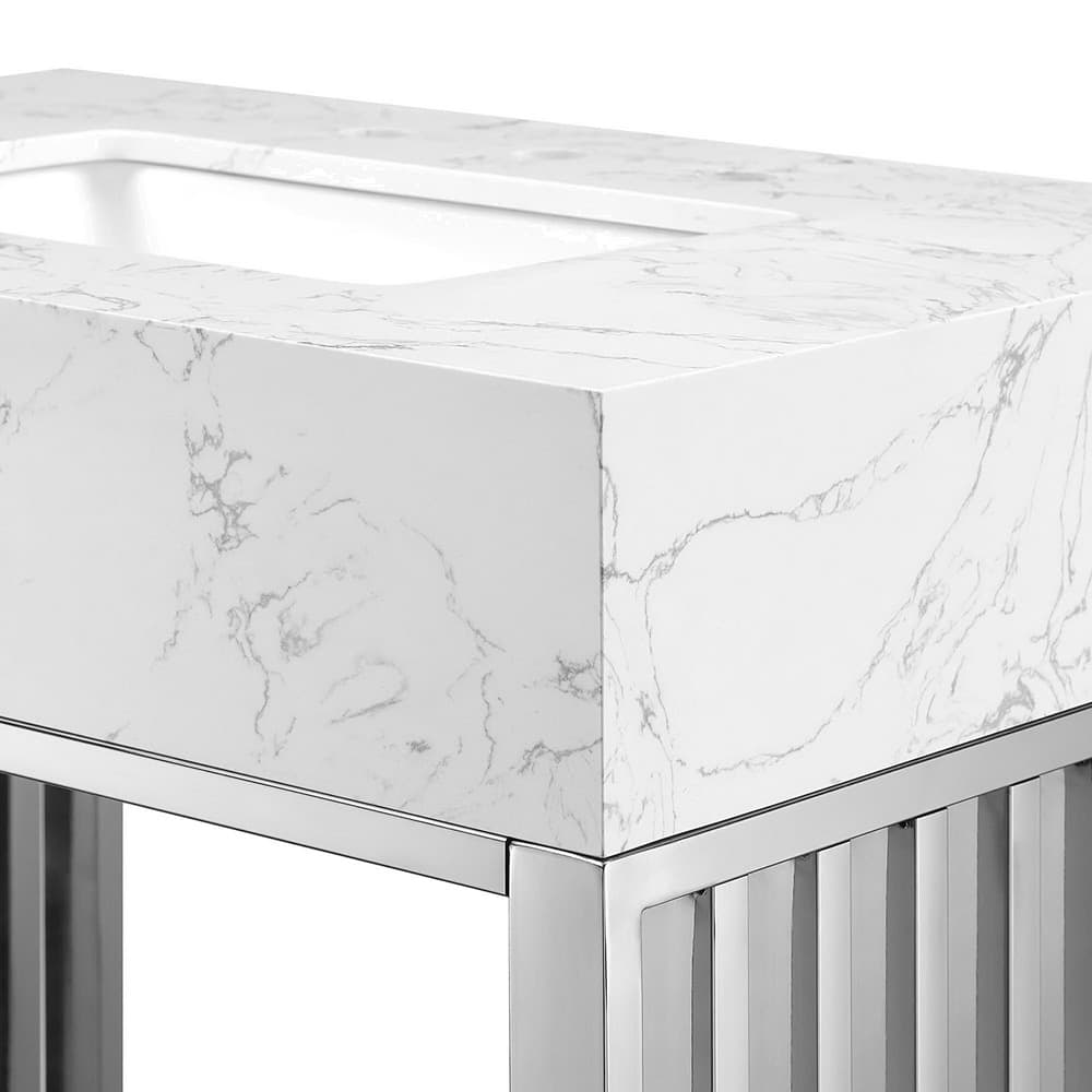 Gridiron 30" Bathroom Vanity in White Silver by Modway - Image 6