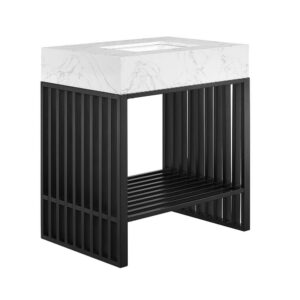 Gridiron 30" Bathroom Vanity in White Black by Modway