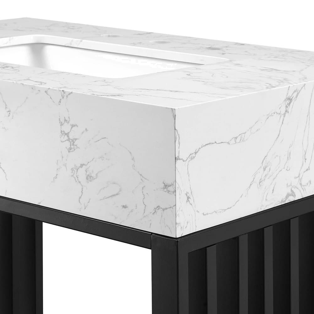 Gridiron 30" Bathroom Vanity in White Black by Modway - Image 6