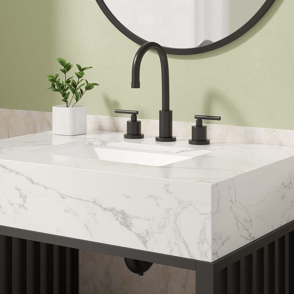 Gridiron 30" Bathroom Vanity in White Black by Modway - Image 9