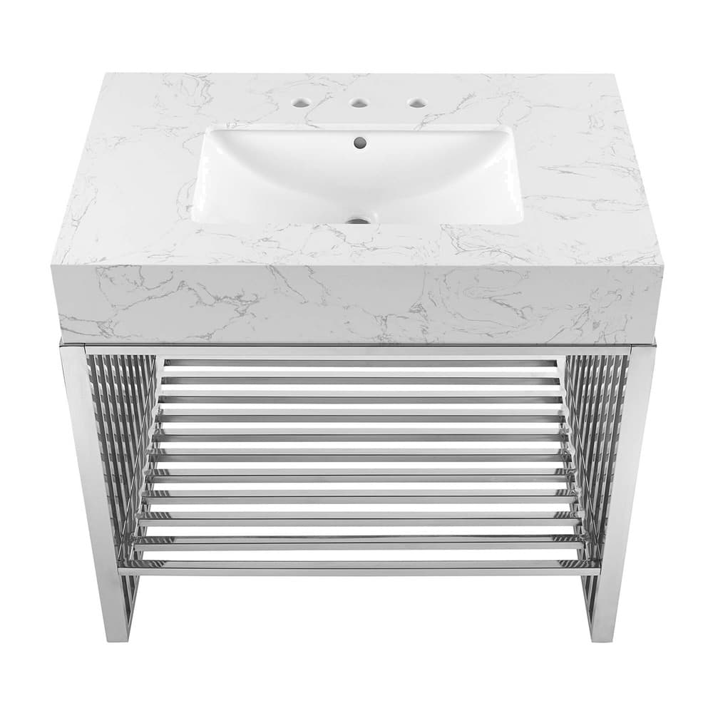 Gridiron 36" Bathroom Vanity in White Silver by Modway - Image 5