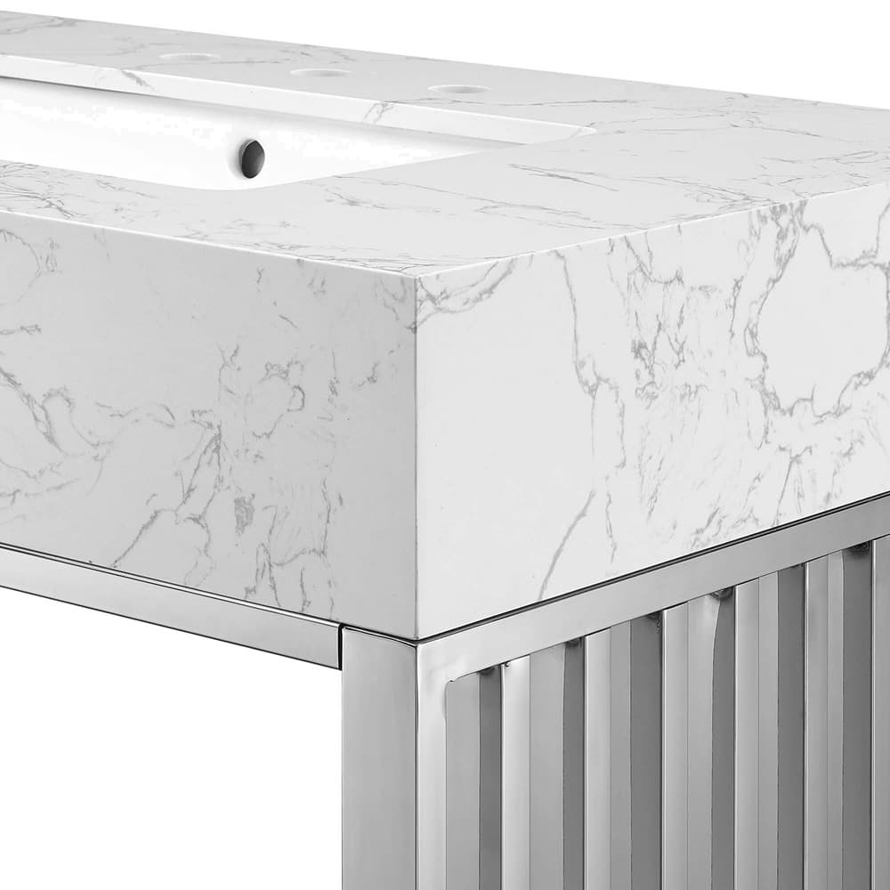 Gridiron 36" Bathroom Vanity in White Silver by Modway - Image 6