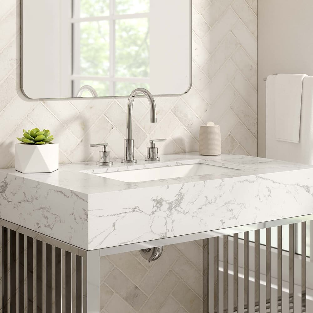 Gridiron 36" Bathroom Vanity in White Silver by Modway - Image 9