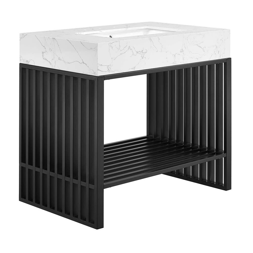 Gridiron 36" Bathroom Vanity in White Black by Modway