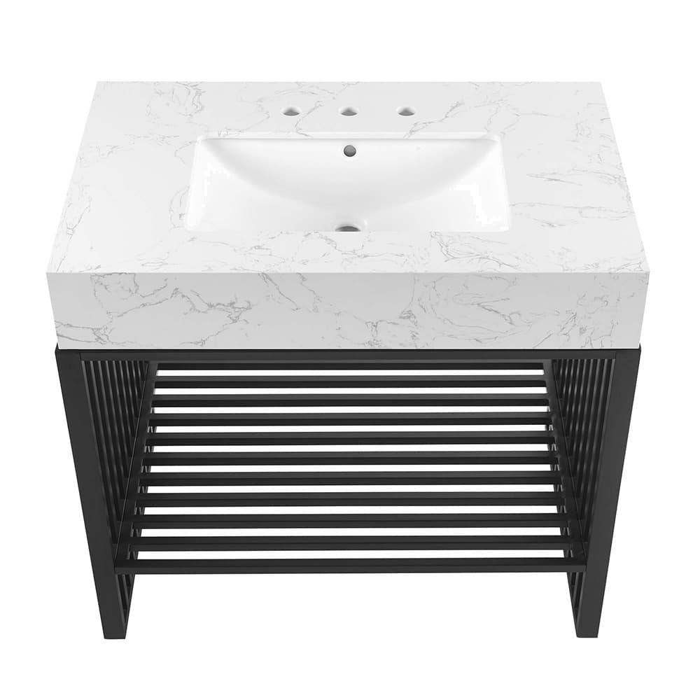 Gridiron 36" Bathroom Vanity in White Black by Modway - Image 5