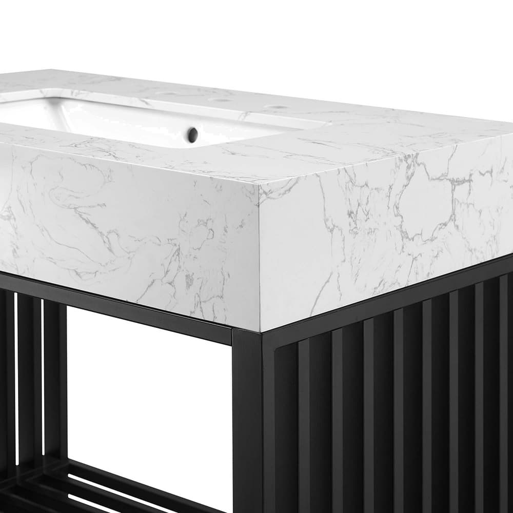 Gridiron 36" Bathroom Vanity in White Black by Modway - Image 6