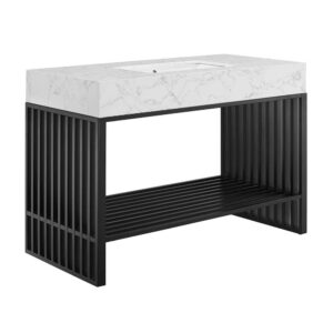 Gridiron 48" Bathroom Vanity in White Black by Modway