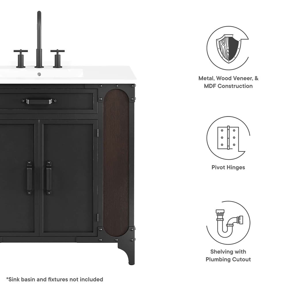 Steamforge 36" Bathroom Vanity Cabinet (Sink Basin Not Included) in Black Walnut by Modway - Image 2