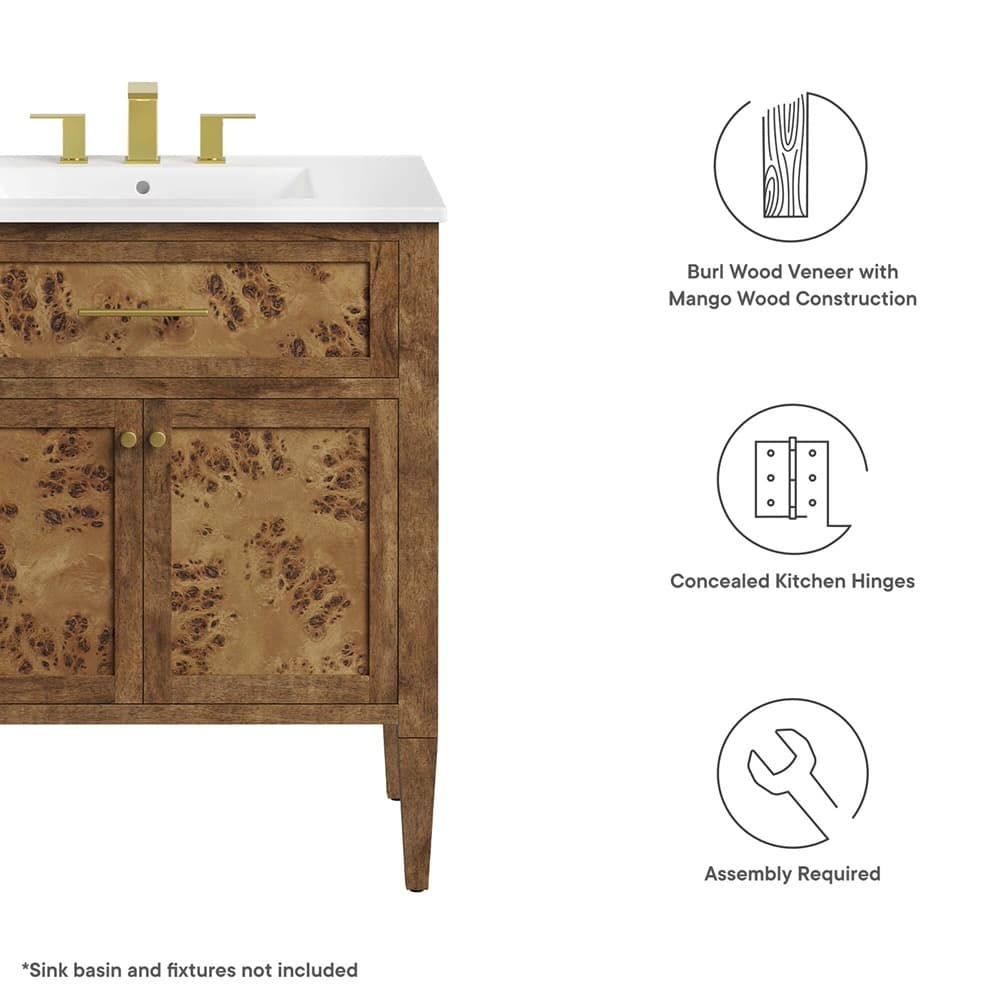 Elysian 30" Bathroom Vanity Cabinet (Sink Basin Not Included) in Brown by Modway - Image 3