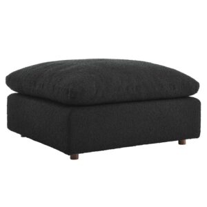 Commix Down Filled Overstuffed Boucle Fabric Ottoman in Black by Modway