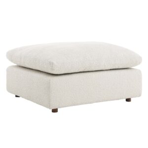 Commix Down Filled Overstuffed Boucle Fabric Ottoman in Ivory by Modway