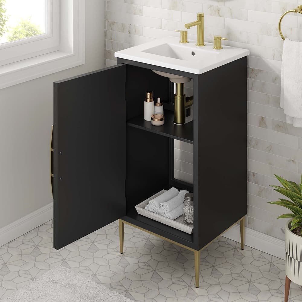 Awaken 18" Bathroom Vanity in White Black by Modway - Image 11