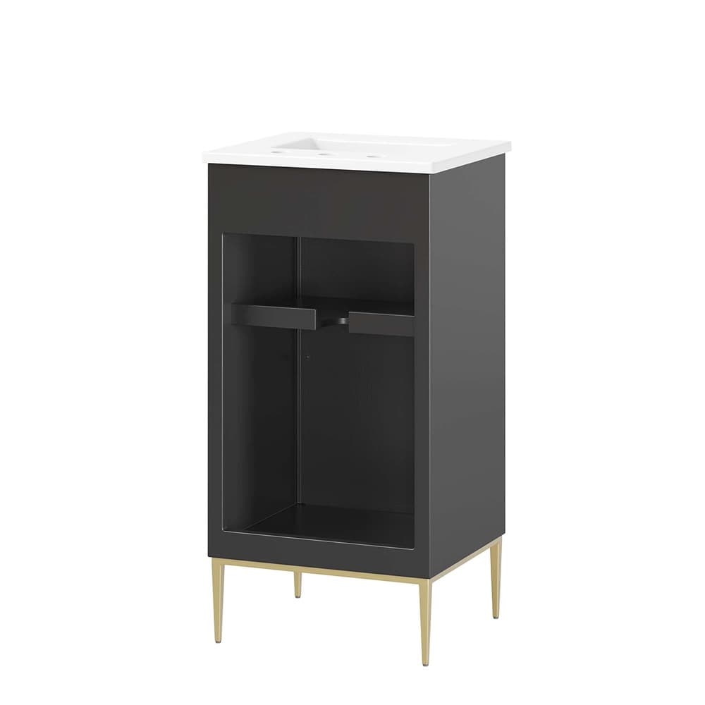 Awaken 18" Bathroom Vanity in White Black by Modway - Image 6