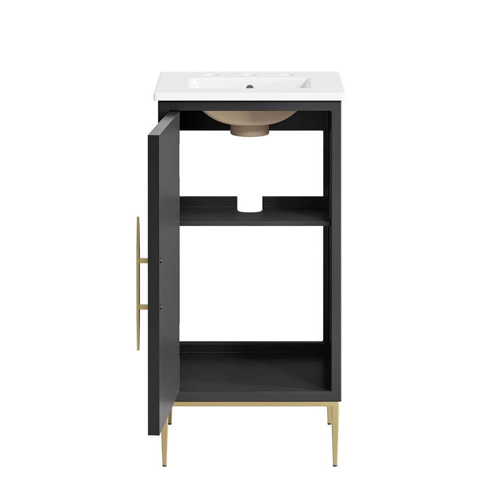 Awaken 18" Bathroom Vanity in White Black by Modway - Image 7