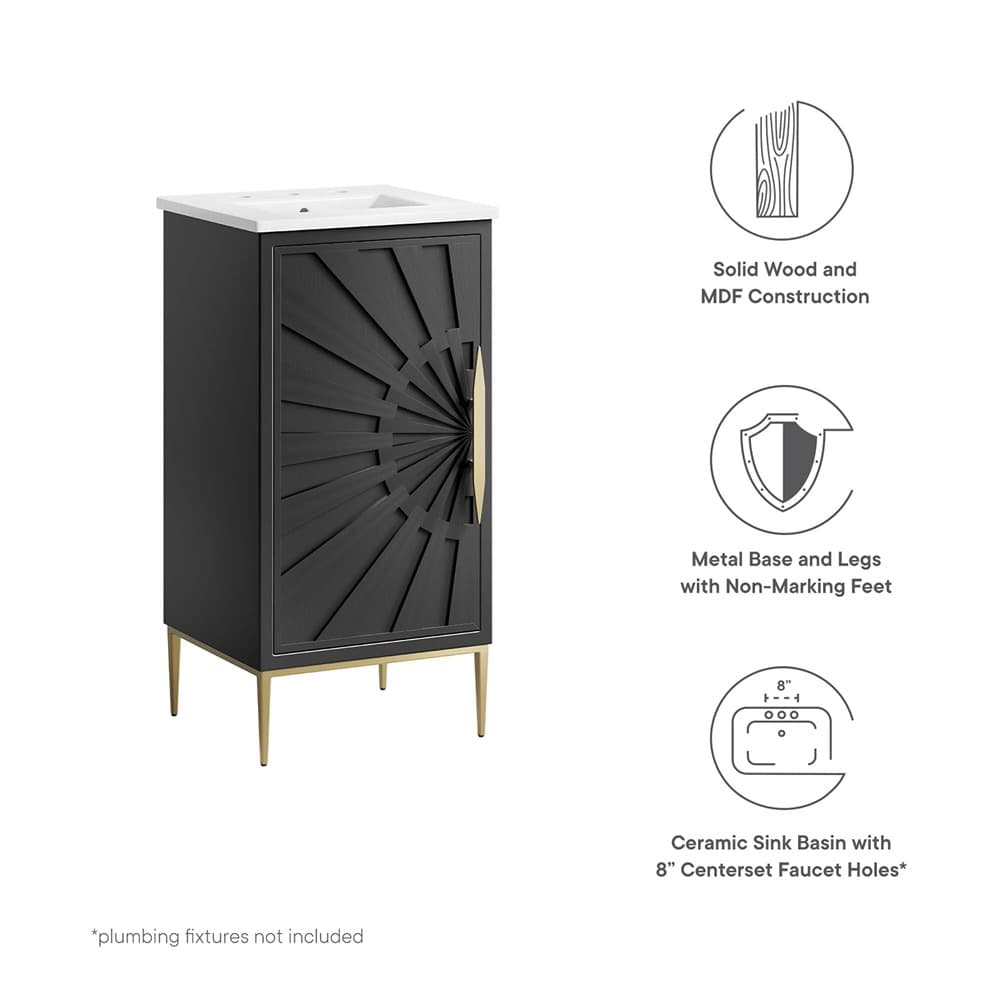 Awaken 18" Bathroom Vanity in White Black by Modway - Image 2