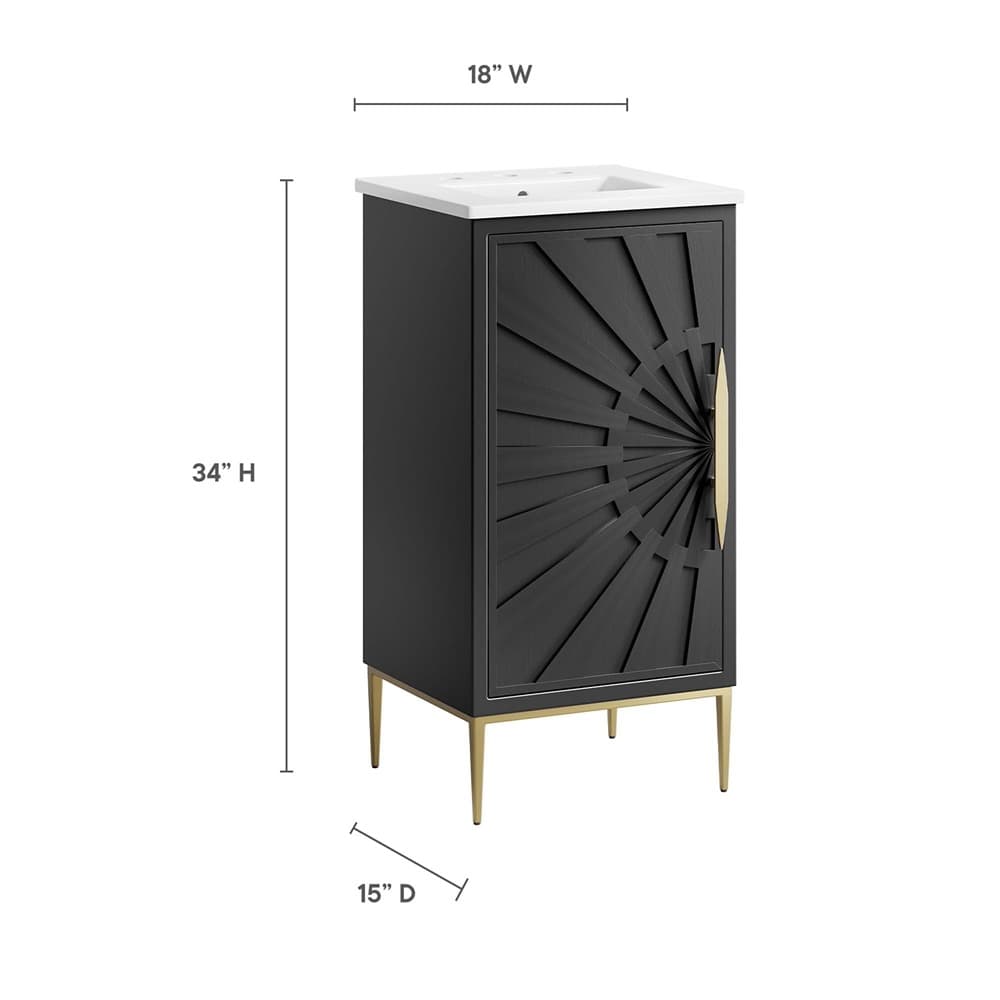 Awaken 18" Bathroom Vanity in White Black by Modway - Image 3