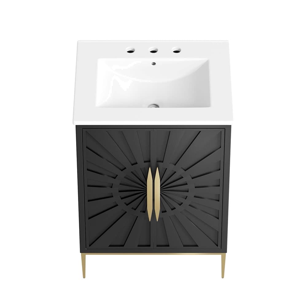 Awaken 24" Bathroom Vanity in White Black by Modway - Image 5