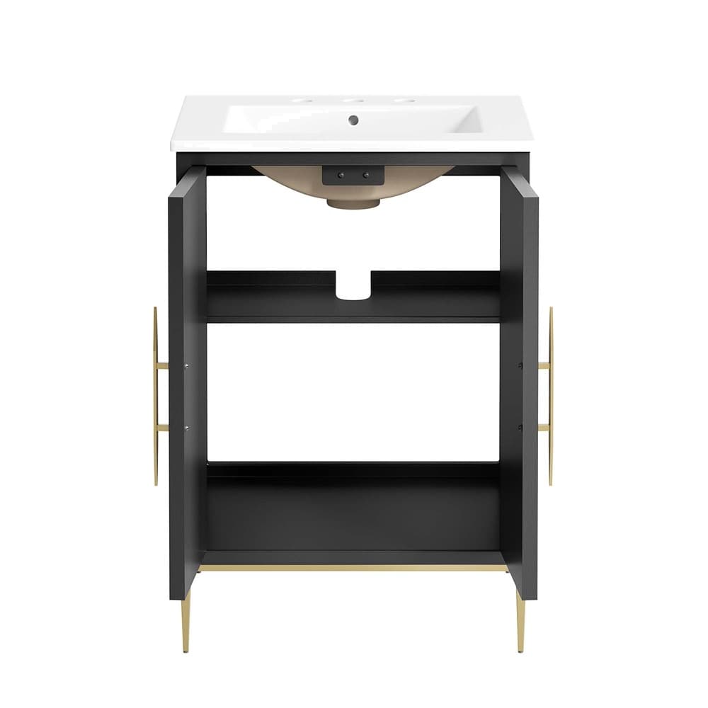 Awaken 24" Bathroom Vanity in White Black by Modway - Image 7