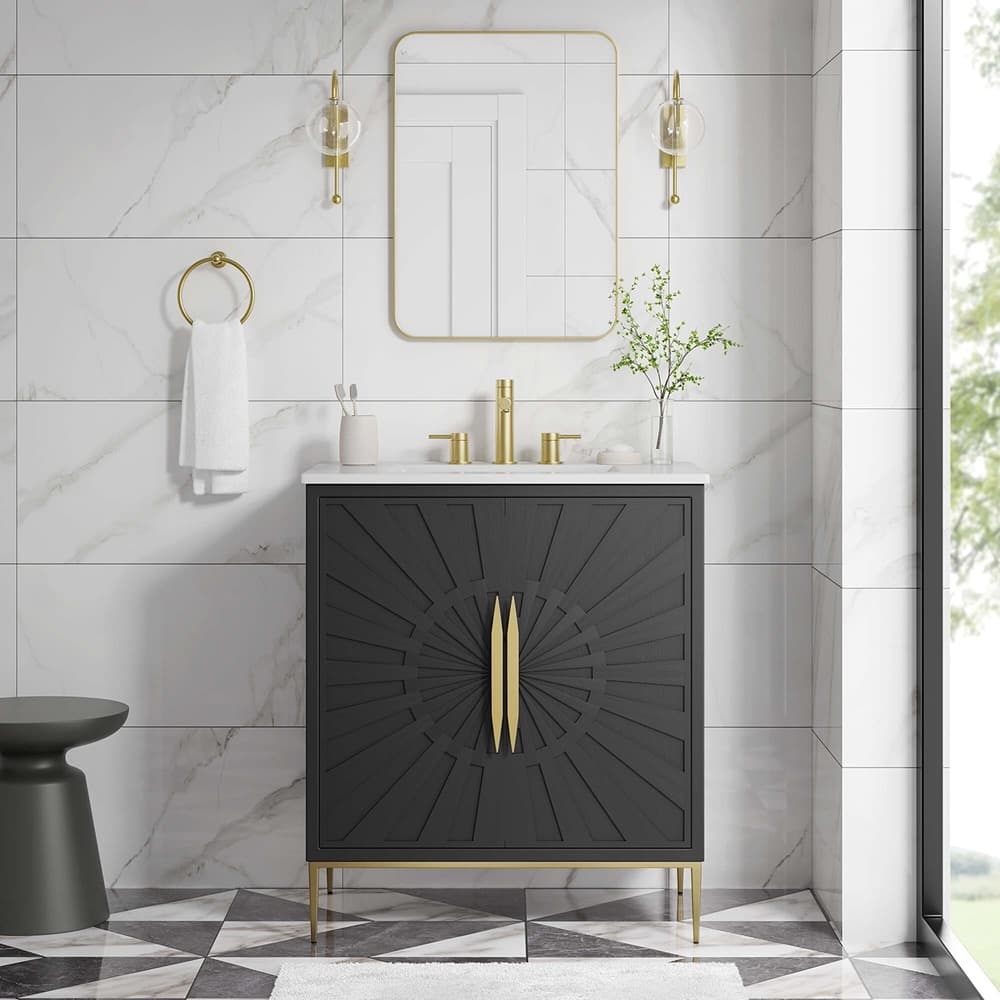 Awaken 30" Bathroom Vanity in White Black by Modway - Image 10