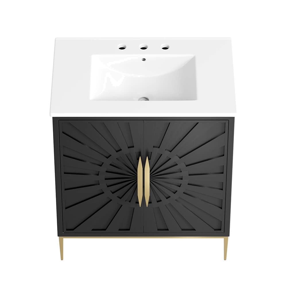Awaken 30" Bathroom Vanity in White Black by Modway - Image 5