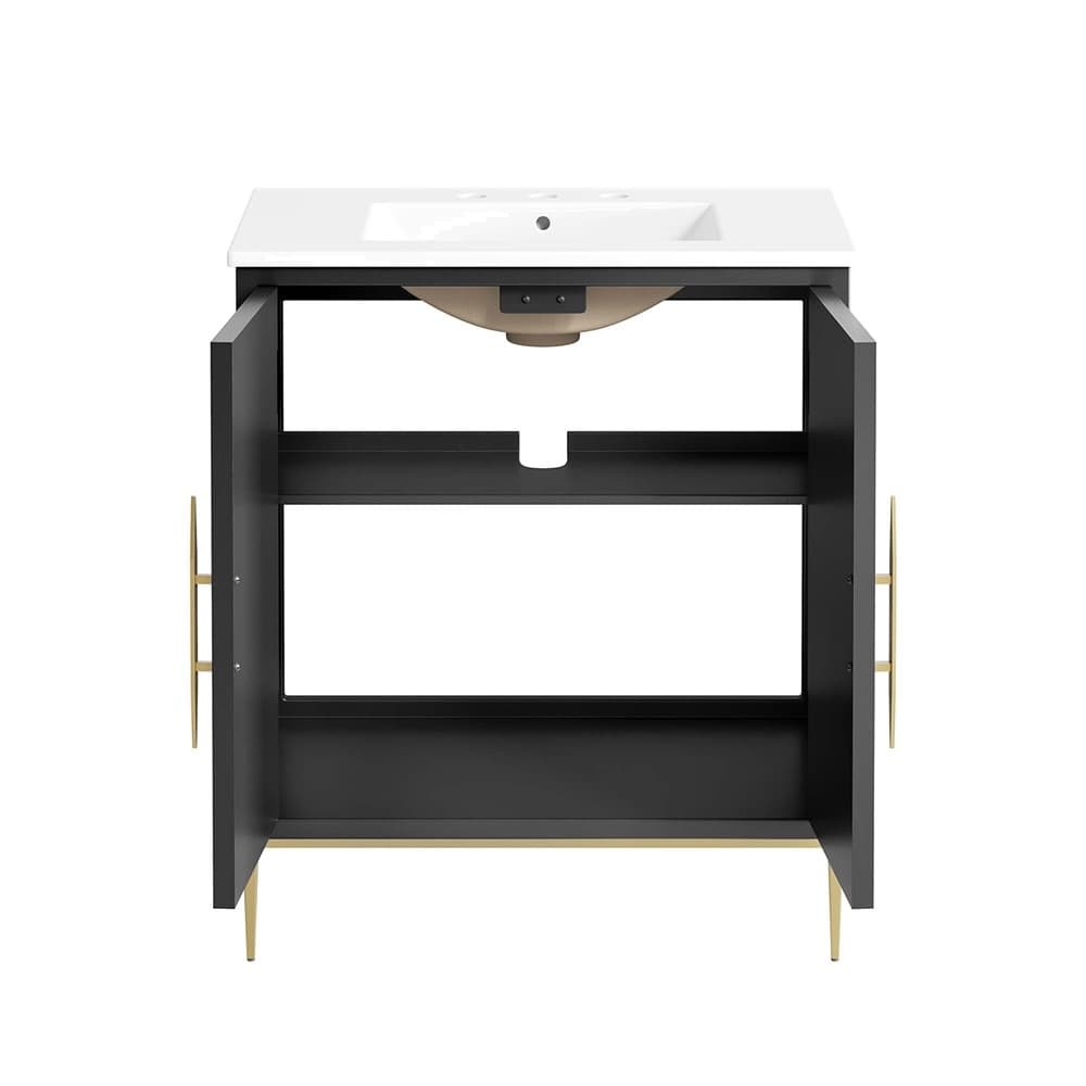 Awaken 30" Bathroom Vanity in White Black by Modway - Image 7