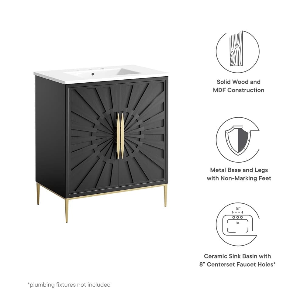 Awaken 30" Bathroom Vanity in White Black by Modway - Image 2