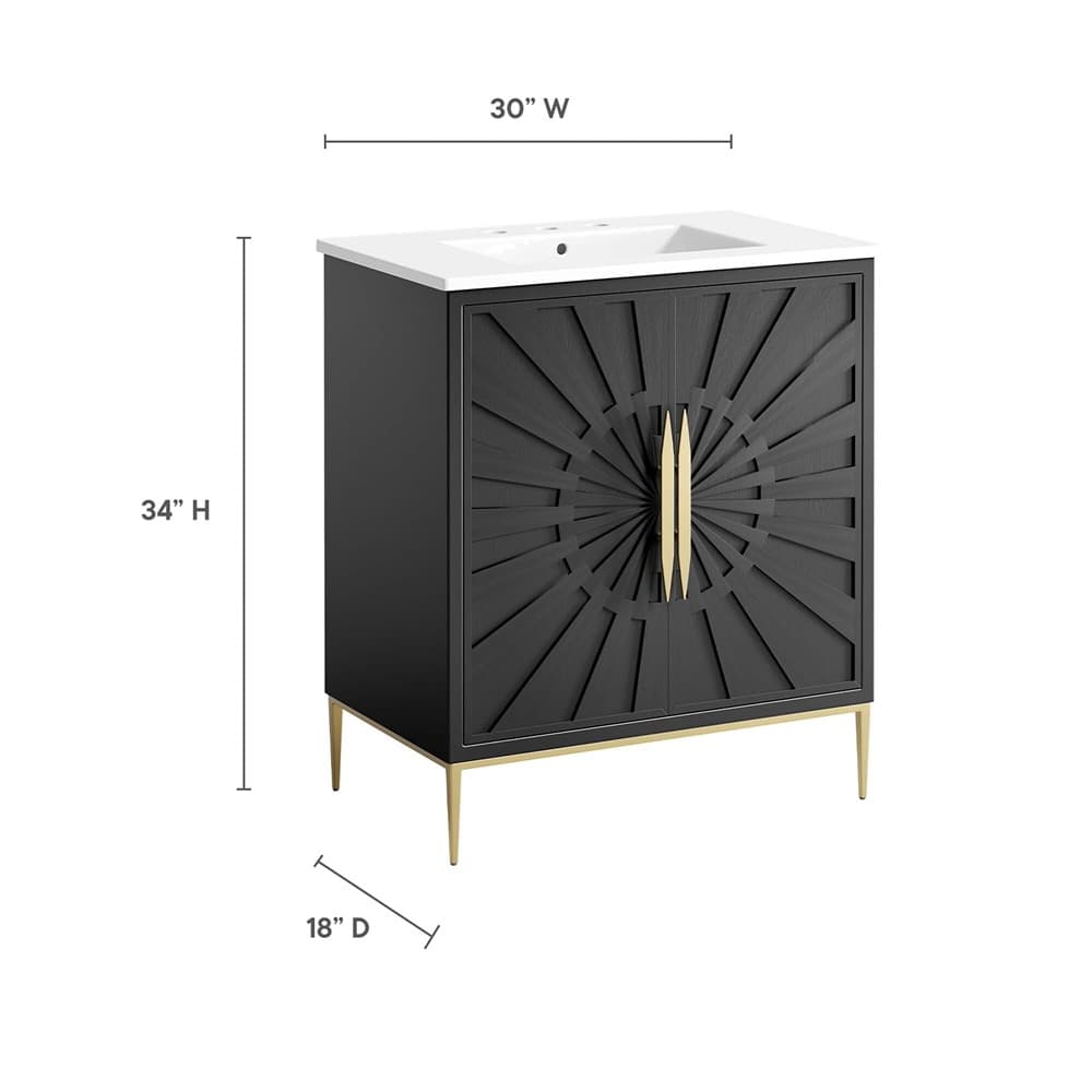 Awaken 30" Bathroom Vanity in White Black by Modway - Image 3