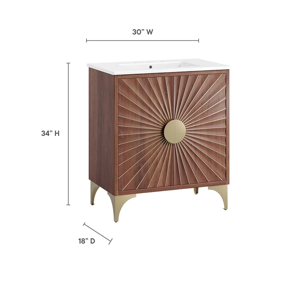 Daylight 30" Bathroom Vanity in White Walnut by Modway - Image 3