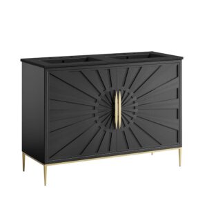 Awaken 48" Double Sink Bathroom Vanity in Black Black by Modway
