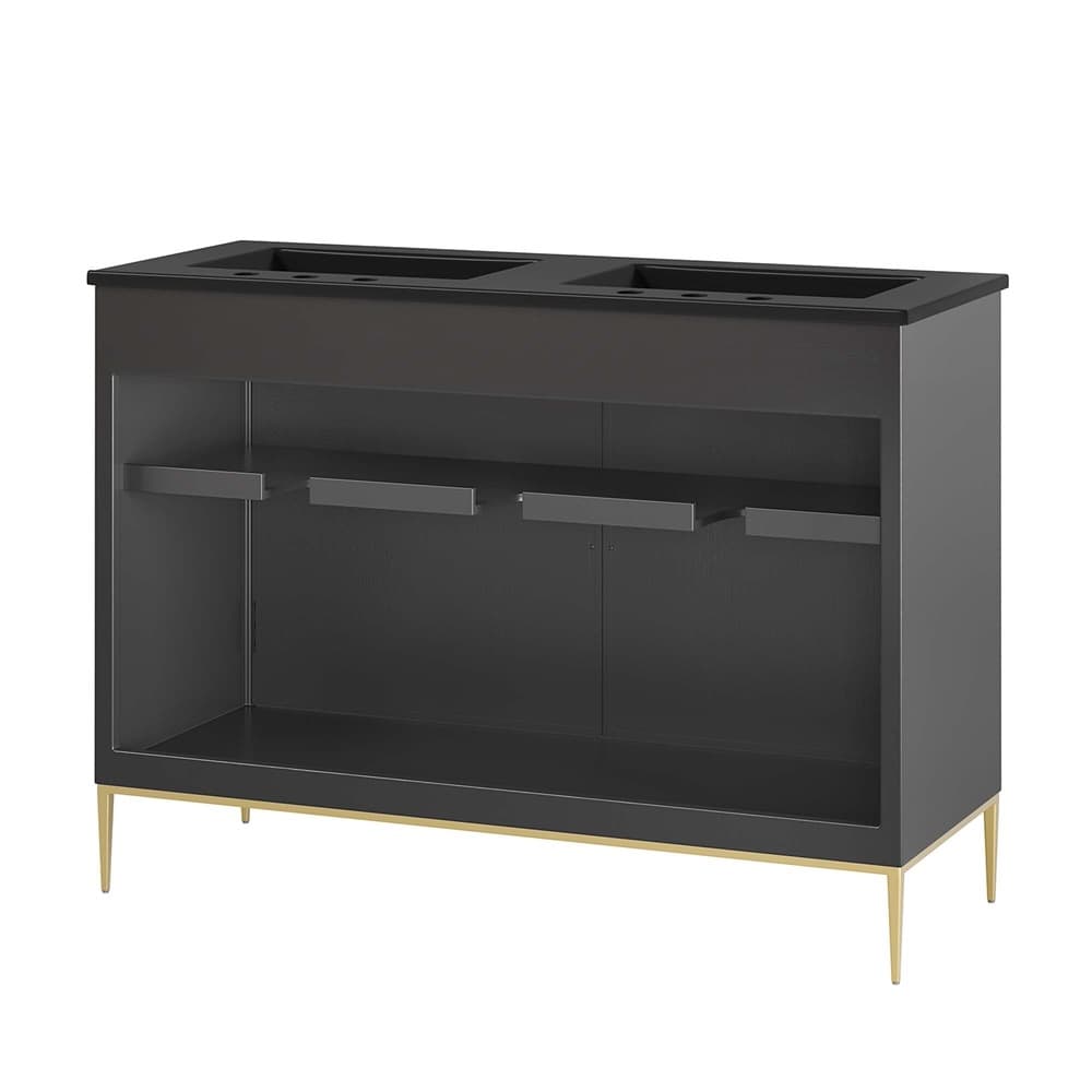 Awaken 48" Double Sink Bathroom Vanity in Black Black by Modway - Image 6