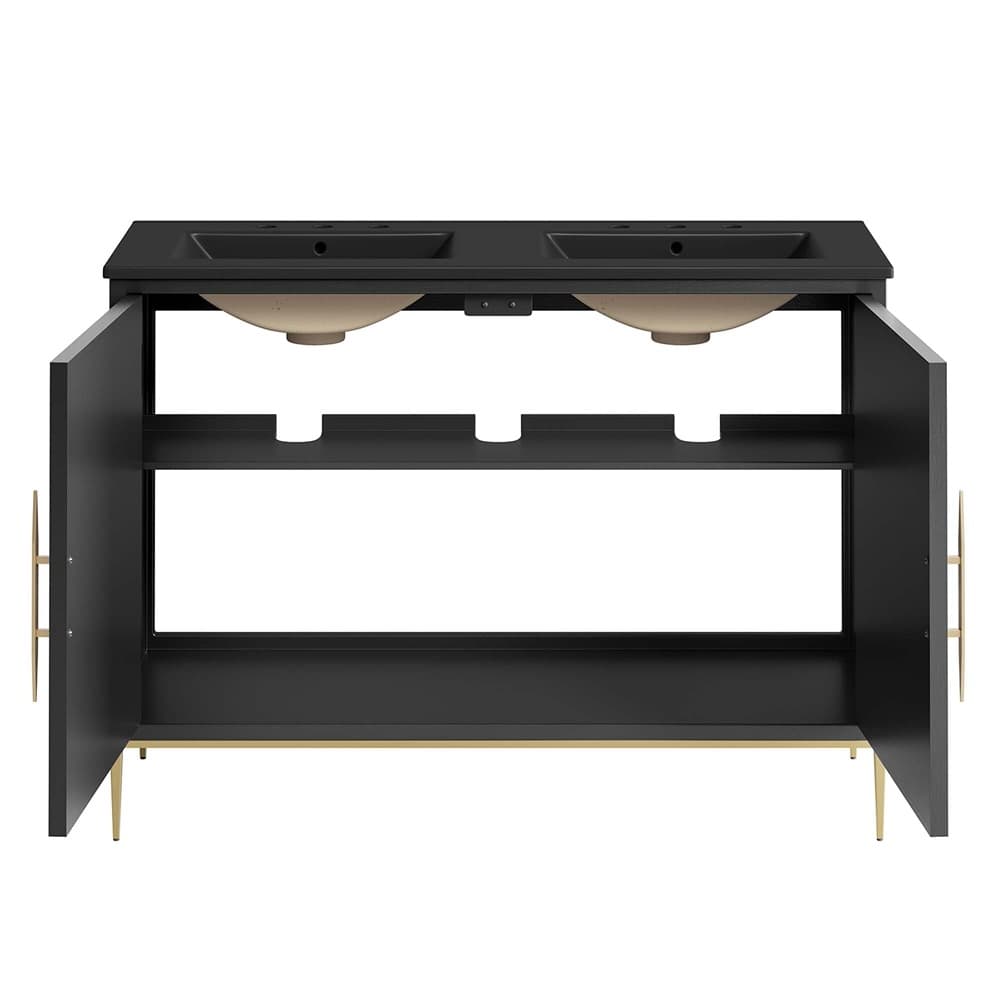 Awaken 48" Double Sink Bathroom Vanity in Black Black by Modway - Image 7