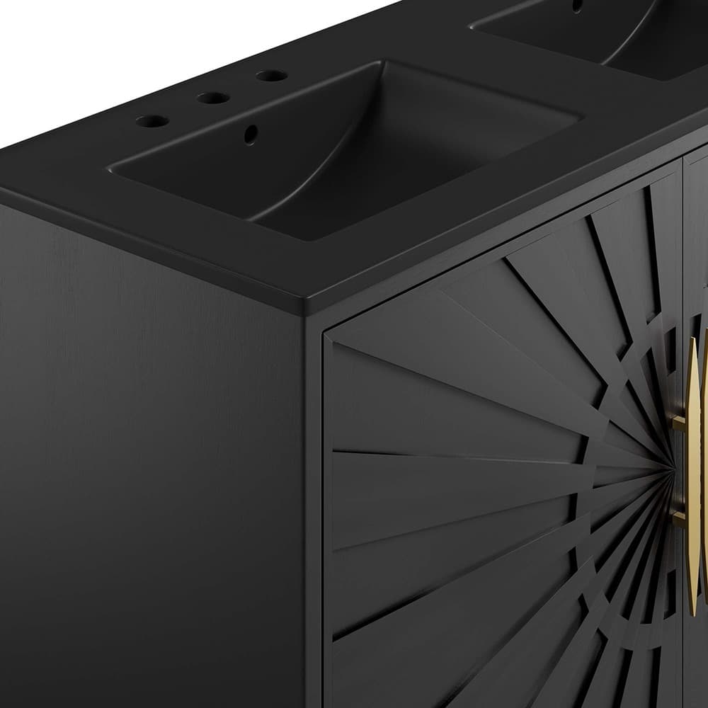 Awaken 48" Double Sink Bathroom Vanity in Black Black by Modway - Image 8