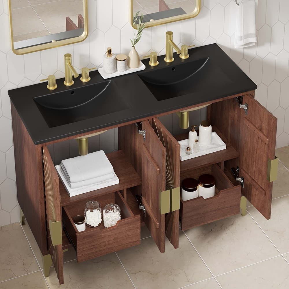 Daylight 48" Double Sink Bathroom Vanity in Black Walnut by Modway - Image 12