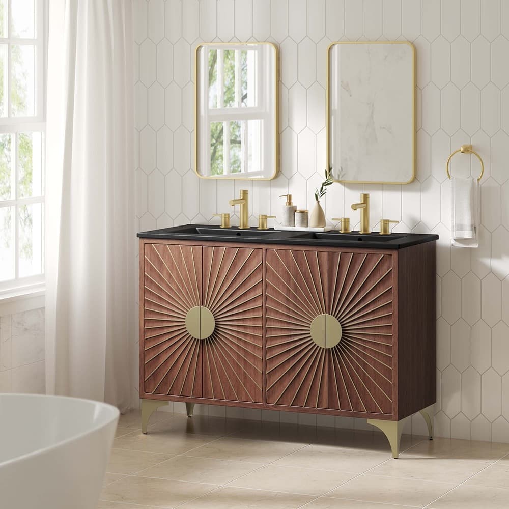 Daylight 48" Double Sink Bathroom Vanity in Black Walnut by Modway - Image 11